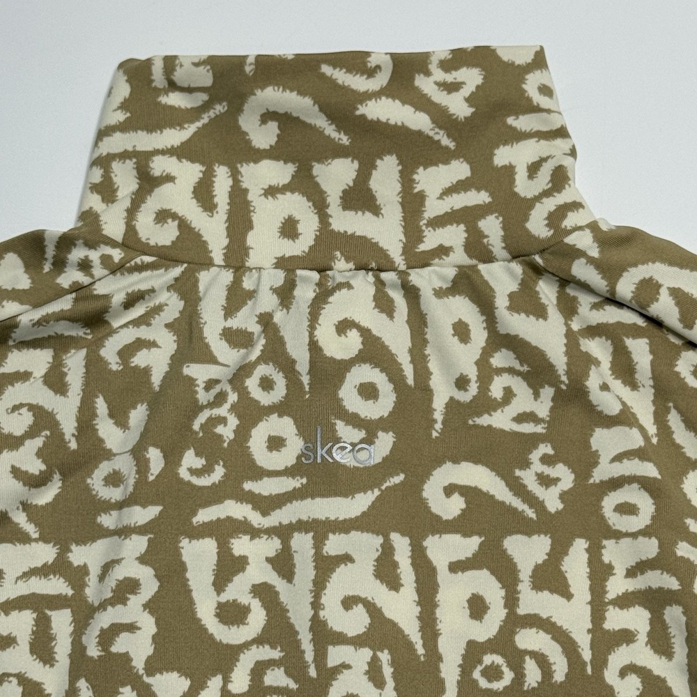 Skea Shimmies Women's Size XS Ski Pullover Tan/Cream Abstract Pattern Mock Zip - Picture 10 of 11